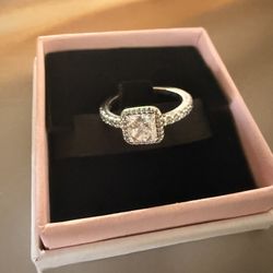 Square Sparkle Halo Ring Engagement Ring