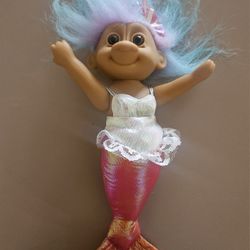 Rare 1990's Mermaid Troll Doll With Adjustable Arms And Shimmering Tail