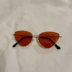 Red Tinted Sunglasses with Gold Accents / Women’s, Teen’s