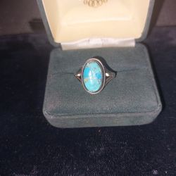 Sterling Silver Men's Genuine Turquiose Ring Sz8, 9 Or 10