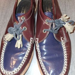 Women's Size 6 GH Bass Weejuns Winnie Lace-up Loafers in Blue Patent Leather