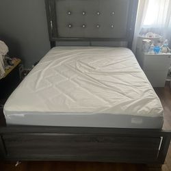 Bed Frame, Mattress, Spring Box, And Mattress Protector
