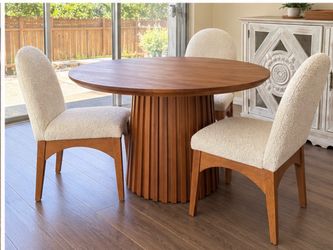Round Wood Dining Table with  Chairs