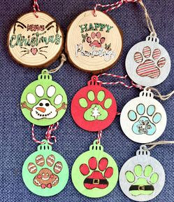 Woodburned Pet Themed Ornaments 