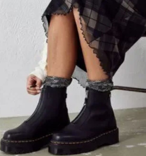 Dr Martens JETTA ZIPPED SENDAL LEATHER PLATFORM BOOTS NWOT
