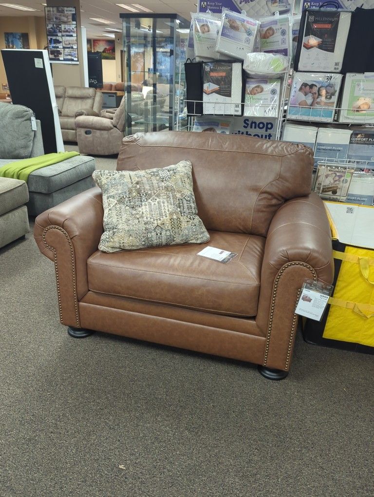 Genuine Leather Chair And A Half Super Comfy