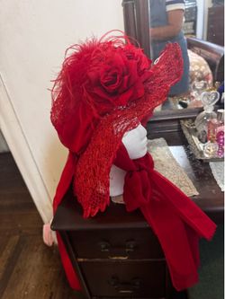 Vintage Elsie Massey Victorian-style red hat
