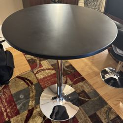 Bar Pub Table Black And Silver 34” Tall 