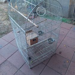 Big Bird Cage Used With Nest And Feeders