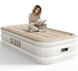 Air Mattress Twin with Built-in Pump 18", Comfortable Self-Inflating Air Mattress with High-Speed Pump,