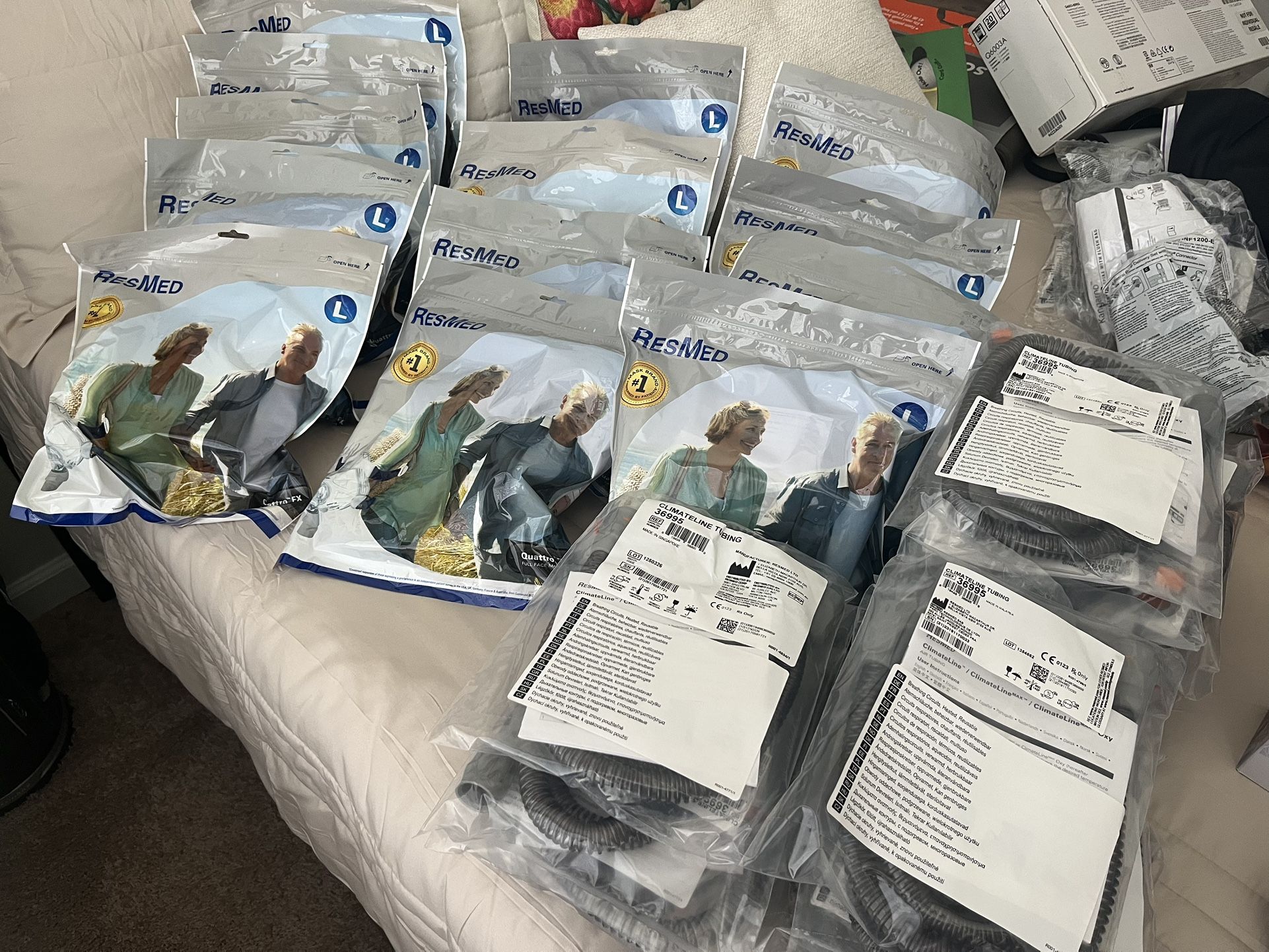 Lot Of 13 Resmed Full Face Mask Size Large With Tubing - Brand New!