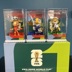 World Cup 2026 Official Mascot Figurine Set - 3 Pack Collectible Figures (Maple the Moose, Zayu the Jaguar, Clutch the Bald Eagle) | Licensed Football