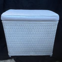 Vintage White Laundry Hamper
