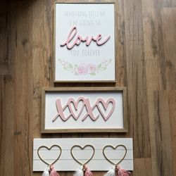 Pink/White Nursery Wall Decor - Baby Girl 