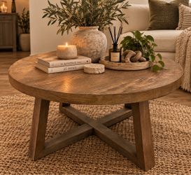 Brand New Living Spaces Espresso Coffee Table Rustic Minimalist Farmhouse Boho wood