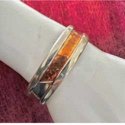 Copper And Silver Tone Open Cuff Bracelet  