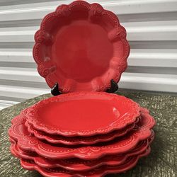 Pioneer Woman “Toni” Red Plates Set 6pieces
