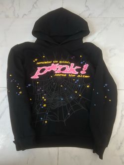 Sp5der Pink Slime Black Hoodie, Size S