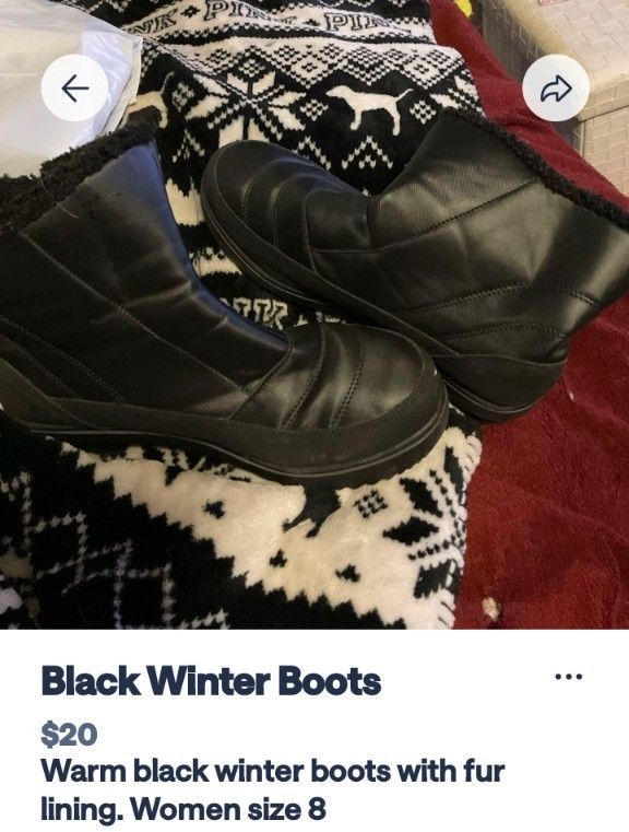 Women's $20 Boots Size 8 And Slippers $15 Size M