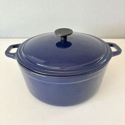Martha Stewart Enameled Cast Iron 8 Qt. Round Casserole Blue 5”x11”