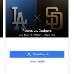 5/12 Padres vs Dodgers two tickets 