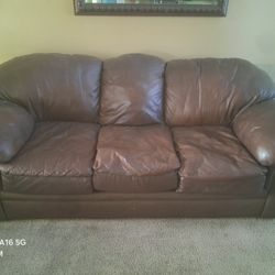 Brown Leather Sofa 