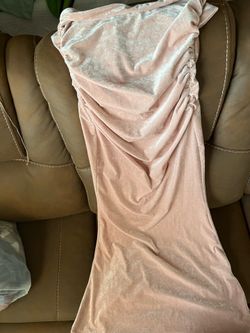 Long velvety pink dress