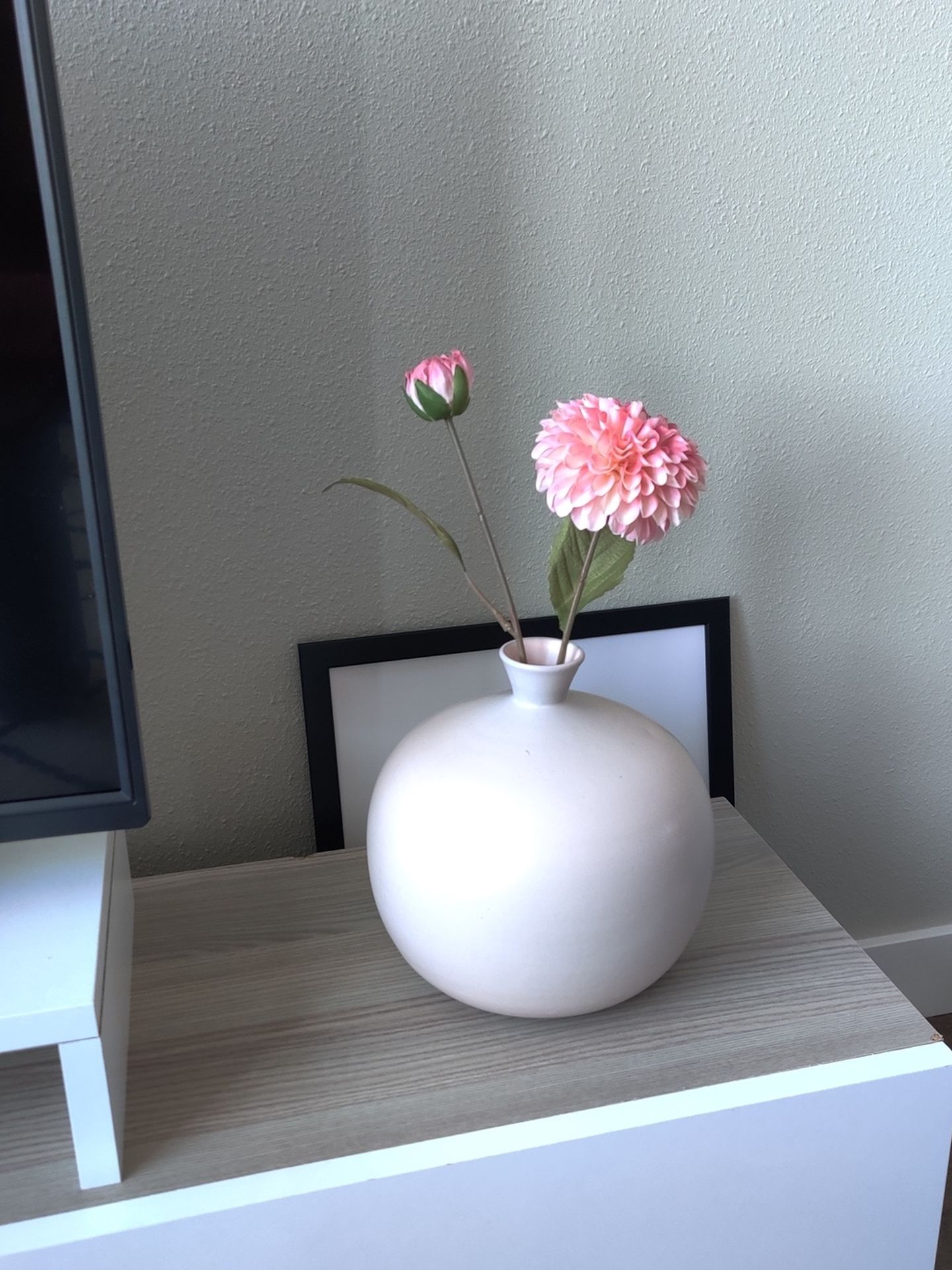 Pink Vase with Flower (Crate & Barrel)