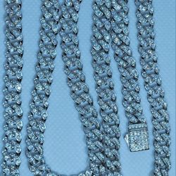 925 Sterling Silver Miami Cuban Chain Rhodium Finish With Genuine Moissanite 22 Inch 8.2 MM 