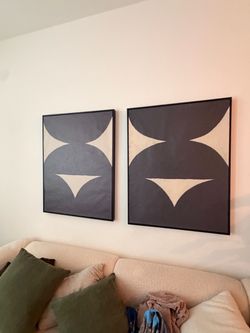 Abstract Geometric Canvas Wall Art Set of 2
