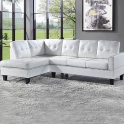 WHITE LARGE SECTIONAL SOFA WITH NAILHEADS BRAND NEW