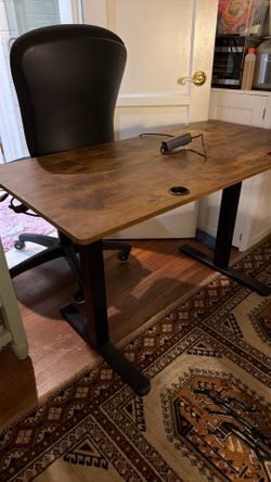 ErGear Height Adjustable Electric Standing Desk, 48 x 24 Inches Sit Stand up Desk, Vintage Brown