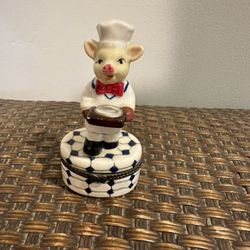 Ceramic Pig Trinket Box