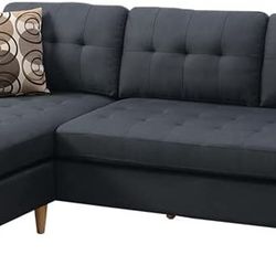 New in box small sectional with ottoman 81x58 reversible grey microfiber or dark leather