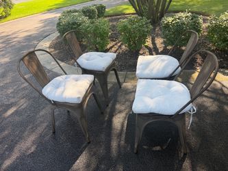 Set of 4 Metal Dining Chairs with Cushions- cash only