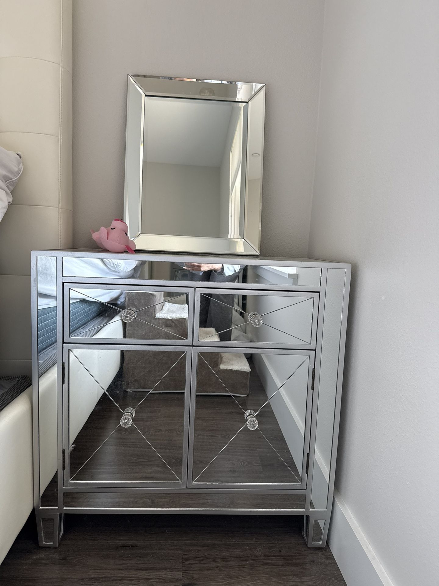 Matching Mirrored Nightstands Set