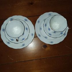 2 Royal Imperial English  Bone China Tea Cup Sets