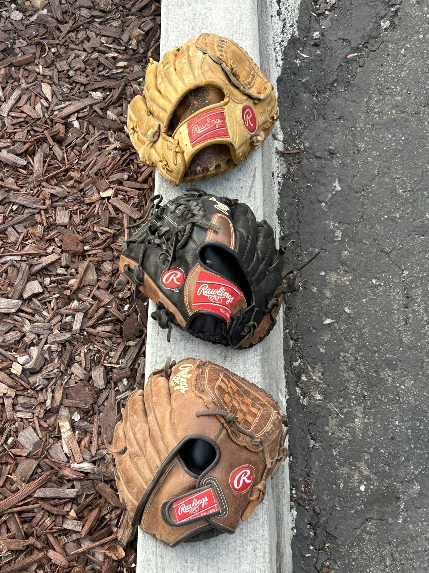 3 Leather Baseball Gloves