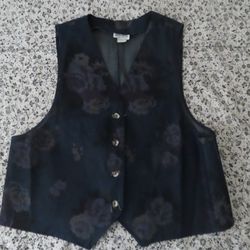 rare vintage grigsbys ragdoll floral denim vest made in usa L
