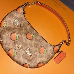 COACH Tan and Orange Shoulder Bag