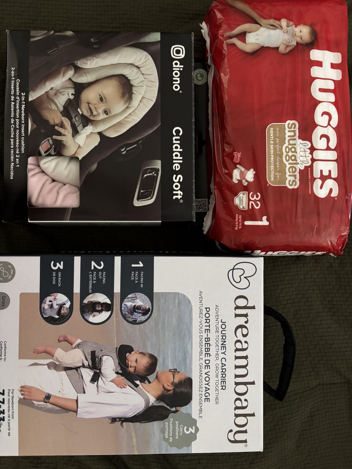 Car seat Insert; Baby Carrier And size 1 Huggies
