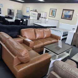 Tan Leather Sofa and Loveseat set 🚚WE DELIVER🚚