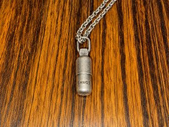 Rhude Pill Pendant Silver Roll Chain Necklace