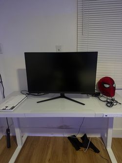 White glass stand up desk