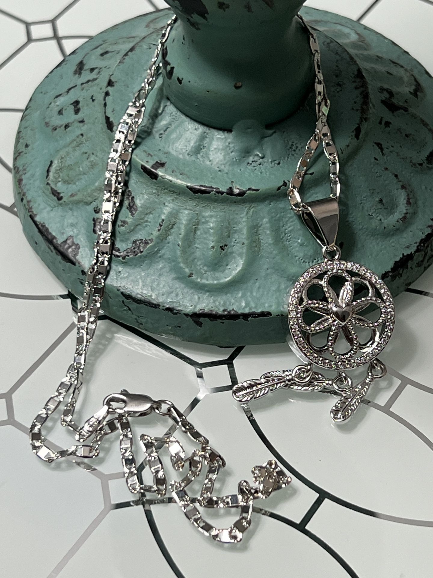 Dreamcatcher Silver Plated Pendant With Chain Necklace 20” 2mm