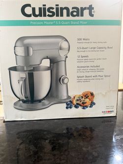 Brand new Cuisinart Precision Master 5.5-Quart Stand Mixer. Model SM-50BC in "Silver Lining" color. Never used, still in original box.