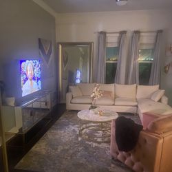 FULL Glam Living Room Set – Couch, Rug, Chair, Decor – Bundle Discount