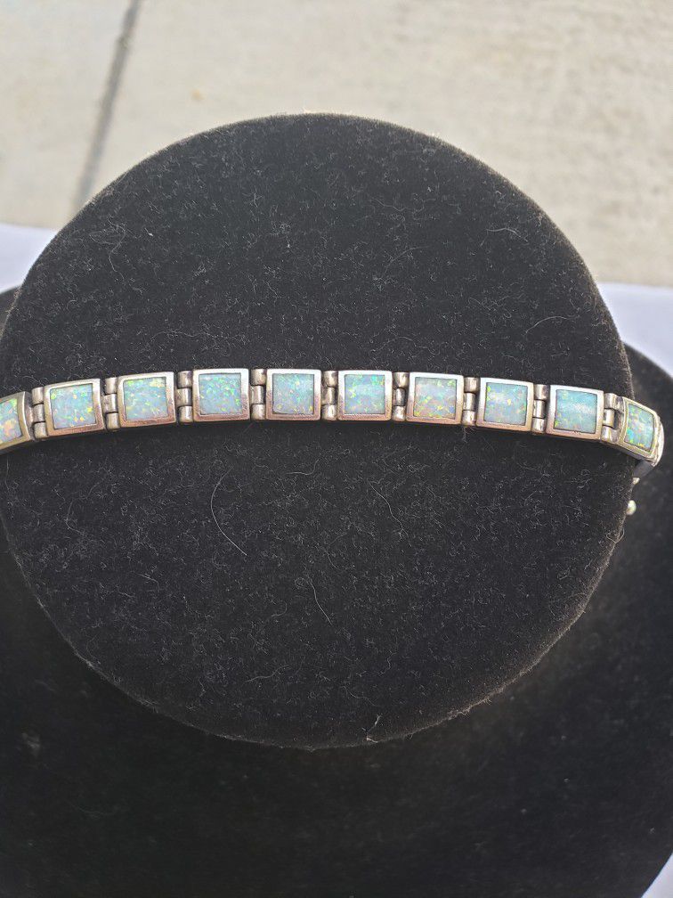 Vintage Opal Sterling Bracelet 