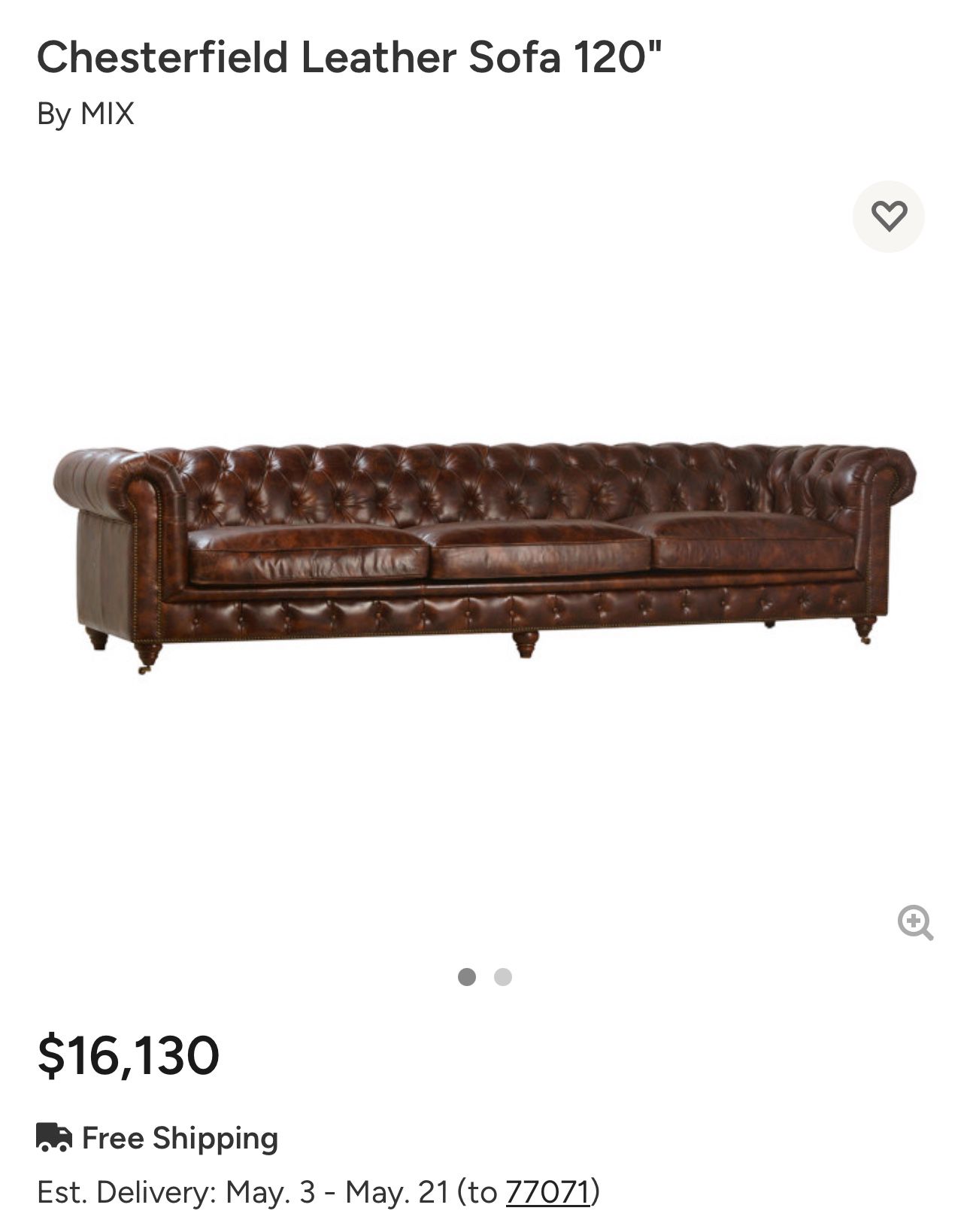 Excellent Condition Leather Tufted Couch For Sale 