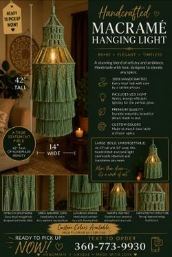 Hand crafted macrame hanging chandelier